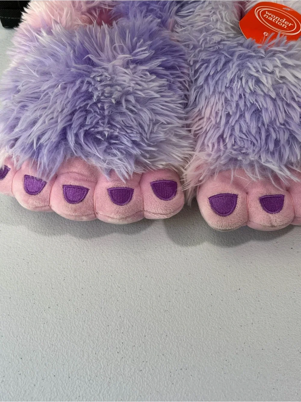 wonder nation Plush Monster Slippers in Lavender and Pink